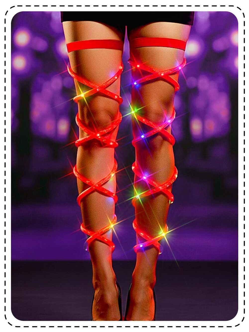 9999 Light Up Leg Wraps Rave Non-Slip Leg Straps Elastic Garter Cross